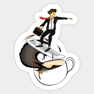 Surfing in coffee, Monday Coffee Sticker